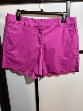 Ann Taylor Fuchsia Scalloped Hem Cotton Shorts
